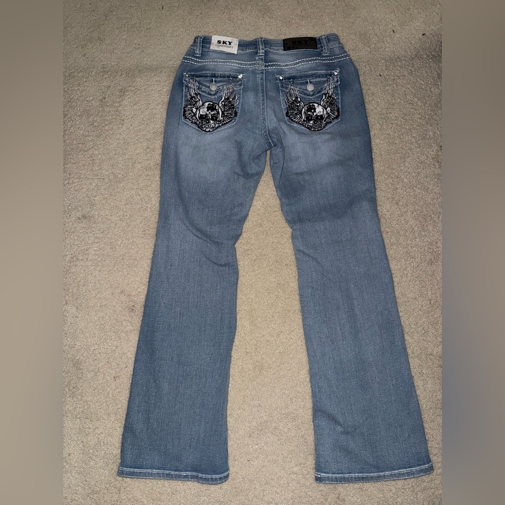 Sky Women's Jeans with Skull Design